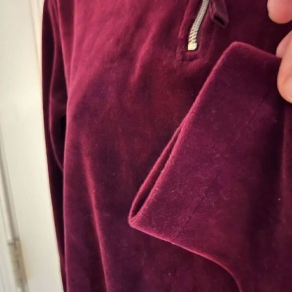 Vintage Quarter 1/4 Zip Liz Claiborne Y2K Velour. Size Small - Picture 4 of 5